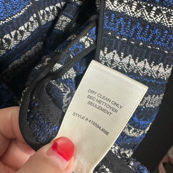 Rebecca Taylor Navy Striped Tweed Fringe-Hem Jacket Size 2 - Picture 10 of 10